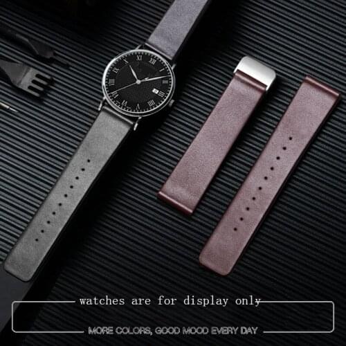 Ultrathin Genuine Leather Watchband 18 19 20 21 22mm Black Brown Strap With Folding Buckle For Men And Women Bracelet