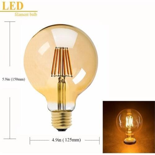 YANG MIN Free Shipping 6W Filament LED G125 Sphere Globe, Amber Dimmable AC220V 110V