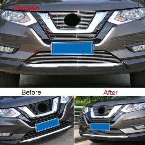 Tonlinker Exterior Front Racing grills Cover case Stickers for Nissan X-Trail 2017-19 Car Styling 3 PCS Aluminum Cover stickers