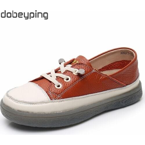 Spring Autumn Sport Shoes Women Natural Genuine Leather Flat Woman Casual Shoe Female Lace Up Ballet Flats Soft Ladies Sneakers