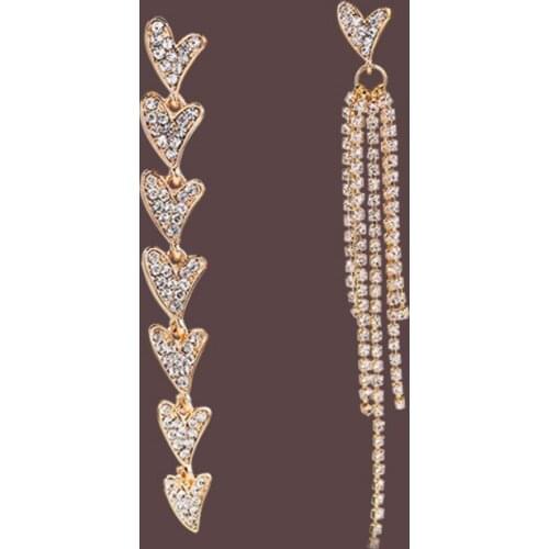 Vintage Tassel Chain Dangle Earrings For Women Rhinestone Heart Shape Sweet Boho Jewelry Earrings Accessories Wholesale 2021 New