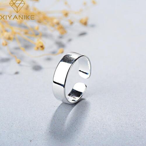 XIYANIKE 925 Sterling Silver Creative Fashion Simple Glossy Opening Rings Charming Handmade Jewelry For Woemn Birthday Gift