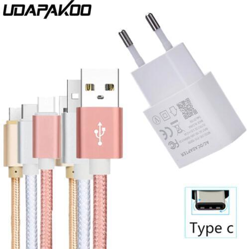 EU Charger and USB Type C Charging Wire for Samsung S8 S9 Plus Note 9 Lenovo Z5 S5 Huawei P20 Pro Nova 3 Vivo Nex OPPO Find X