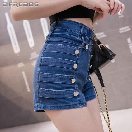 Streetwear Stretch Womens Summer Denim Shorts With Zipper 2021 High Waist Casual Slim Short Jeans Feminino Black