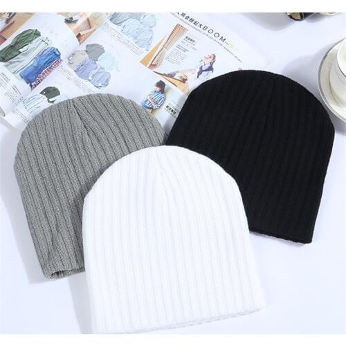 Winter Hats For Women Beanie Cap Solid Warm Hats Knitted Skullies Beanies Man Thick Warm Caps Black Gray White Colors