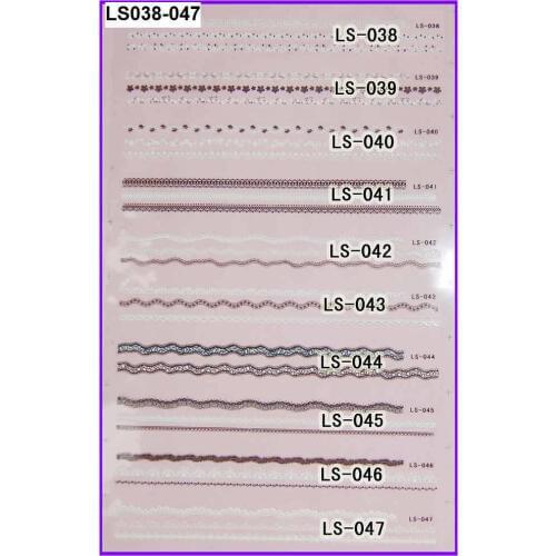 1X LARGE SHEET 3D SELF ADHESIVE FRENCH SMILE BLACK WHITE LACE NAIL ART STICKER LS038-LS047