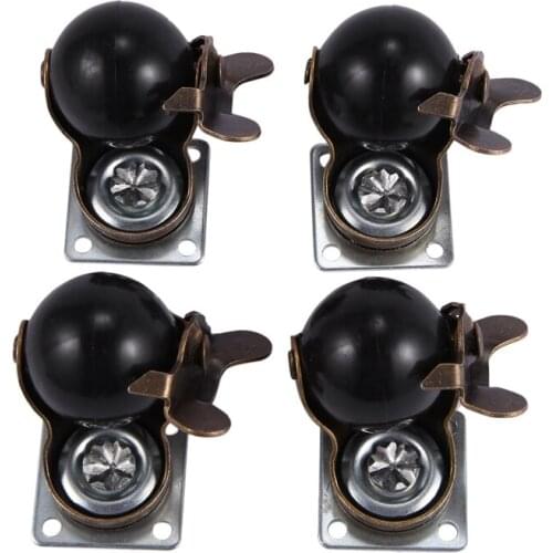 [4 Pack] Swivel Top Plate Hooded Ball Caster Wheels, Antique Bronze (1.5-inch with Brake)