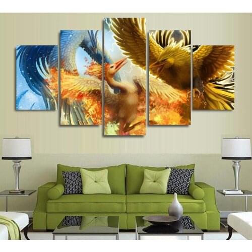 5 Panel Pokemon Canvas Printed Painting For Living Room Wall Art Home Decor HD Picture Artworks Poster