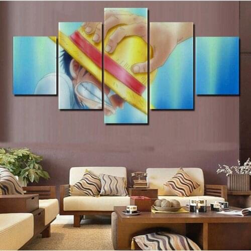 5 Piece Canvas Wall Art Anime Manga Pirate King Luffy Figure Posters And Prints Home Modern Living Room Decoration Paintings