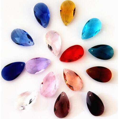 60pcs Mixed Colors 28*16*9mm faceted water drops Crystal pendants For Chandeliers Crystal DIY Wedding Party suncatcher drops