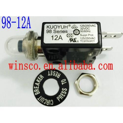 98-12A Waterproof cap 100% NEW KUOYUH CIRCUIT BREAKER 98 SERIES 12A