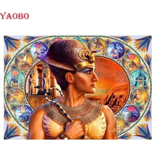 Full Drill Square Round Diamond Painting Egyptian King Man Embroidery Diamond Mosaic Picture Of Rhinestones 5D Home Decor