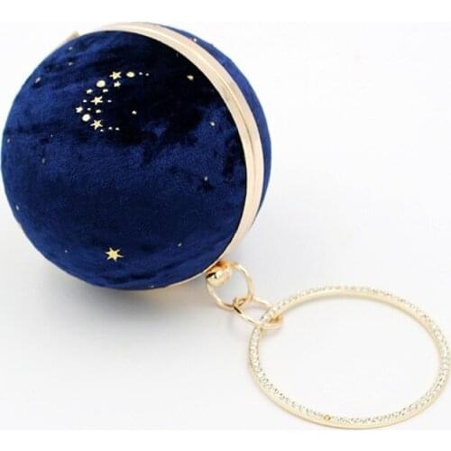 Premium Velvet Starry Star Design Ring Handbag 2021 Trendy Ladies Evening Gift Bag Women Party Bag Ladies Small Round Bag Purses
