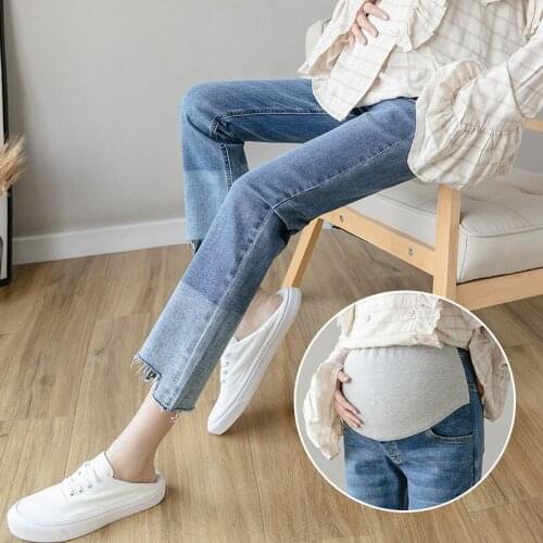Pregnant Women Pants Maternity Jeans Fashion Pregnancy Clothes M-2XL Cropped Trousers Denim Spring Autumn Maternity Clothes