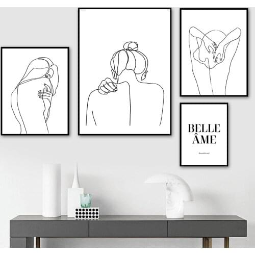 Black White Sexy Women Back Line Abstract Wall Art Canvas Painting Nordic Posters And Prints Wall Pictures For Living Room Decor