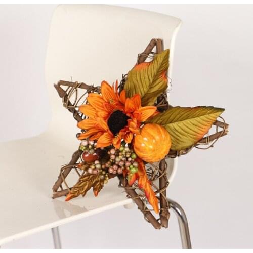 Wood Jupiter Sunflower Autumn Pendant Sunflower Pumpkin Autumn Ornament Pumpkin Decorative Wall Hanging