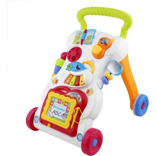 Baby Walker Multifunctional Toddler Trolley Sit-to-Stand Walker for Kids Early Learning with Adjustable Screw