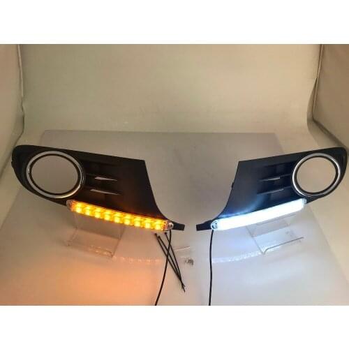 Eosuns Led Drl Daytime Running Light + Moving Yellow Turn Signal for Volkswagen Vw Golf 6 Mk6 2009-2014, with 3m Tape and Screws