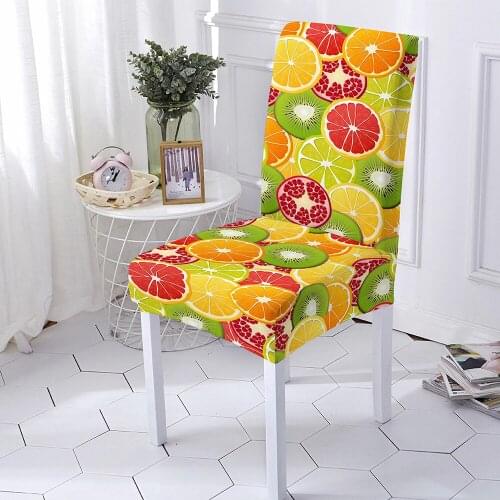 Fruit Pattern Chair Cover Dining Elastic Chair Covers Spandex Stretch Elastic Office Chair Case Anti-dirty Removable 1/2/4/6pcs