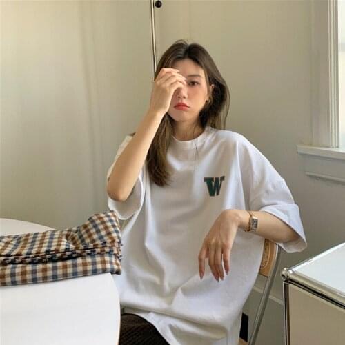 Hong Kong Style Short Sleeve T-Shirt womens summer new fashion loose Korean version Harajuku style oversize half sleeve top