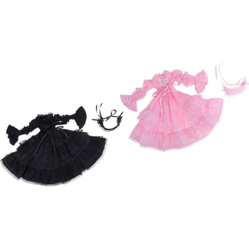Gothic Lace Dress with Headband for 1/3 60cm Night Lolita BJD SD Dolls