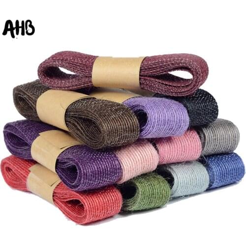 2M/bag Natural Vintage Jute Burlap Ribbon Milti-Colors DIY Weddings Strap Floristry Wedding Party Decor Craft Jute Lace Ribbon