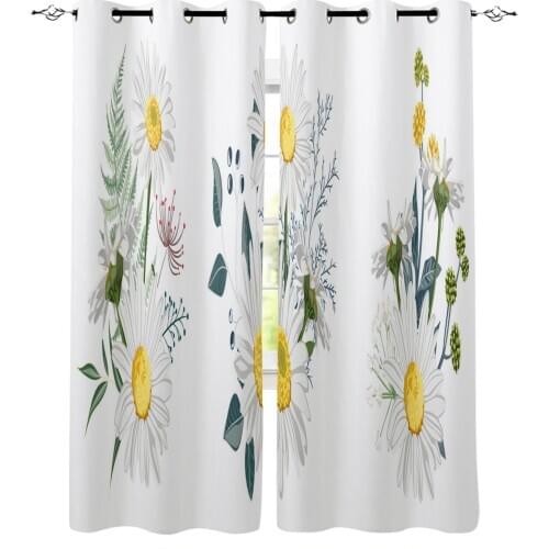 Sunflower Petals Branches Plant Window Treatments Curtains Valance Window Blinds Bedroom Curtains Kids Room Decor