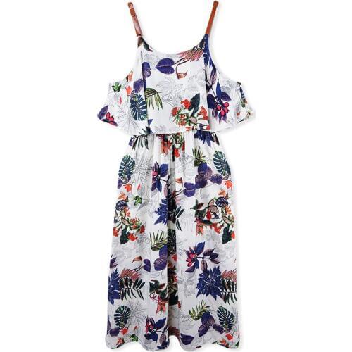Summer Bohemian Beach Style Dresses Elegant Long Strap Long Dress Ladies Vestidos Sleeveless O-neck Floral Printed Empire Waist