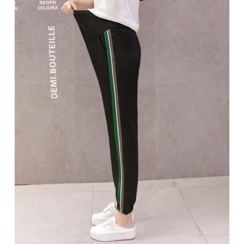 Summer Maternity Pants For Pregnant Women Clothes Side Stripe Casual Pregnancy Pants Ninth Haren Capris Maternity Mother Pants