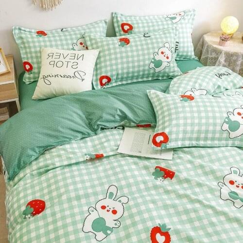 Cute Rubbit Bedding Sets Girls Boys Bed Linen Duvet Cover Flat Sheet Pillowcase Home Use Winter King Single Full Size Set 2021