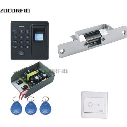 DIY wood Door Access Control System Kit Set +Strike Door Lock + Keypad + Exit Button+10 keyfobs