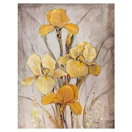 Yellow iris Flower Sewing kit Top Quality Embroidery Needlework 14CT Unprinted Art Cross Stitch Kits DIY Handmade Home Decor
