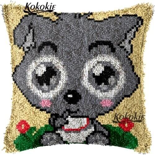 Latch hook rug canvas cross stitch kits Cushion embroidery yarn handicraft Crocheting Rug yarn handmade 3d wolf carpet