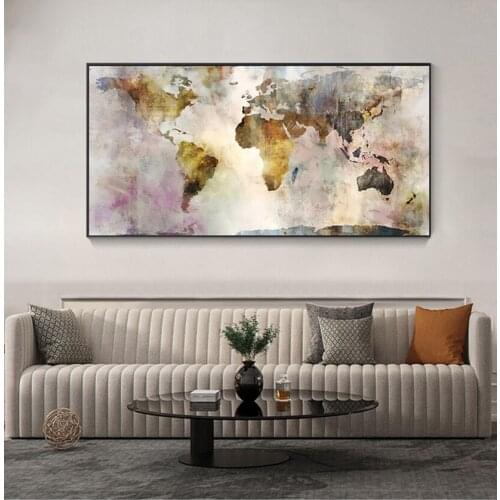 Cuadros Wall Art Picture For Living Room Watercolor World Map Modular Painting s and Prints on Canvas Scandinavian