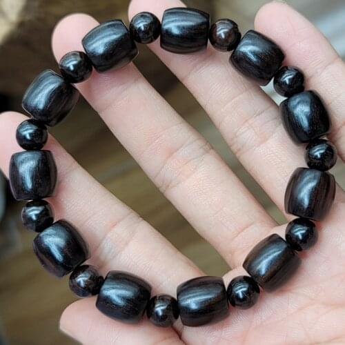 Natural Black Wood Tibetan Buddhism Bracelet for Men and Women 12mm Wooden Bead Meditation Bracelet Yoga Bracelet