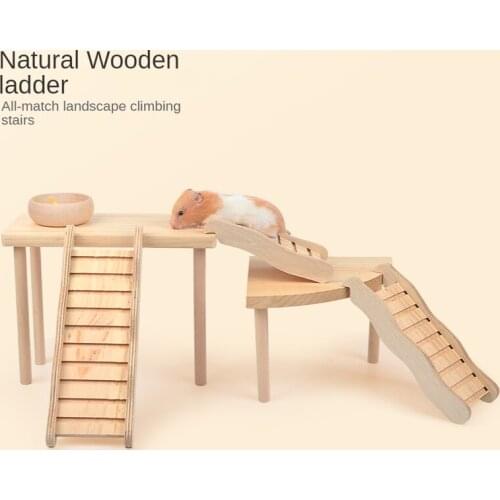 Natural Wooden Hamster Ladder Hamster Climbing Toys Hamster Cage Landscaping Supplies Hamster Accessories Small Animal Ladder