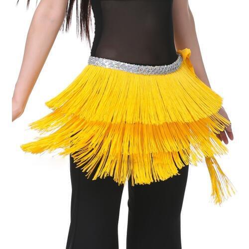 Cheap 12 Colors Belly Dance Clothes 3 Layers Wrap Hip Scarf Adjustable Fit Tassel Women Belly Dance Tassel Belt