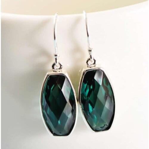 New Arrival S925 Silver Earrings Women Green Crystal Peacock Dangle Earrings