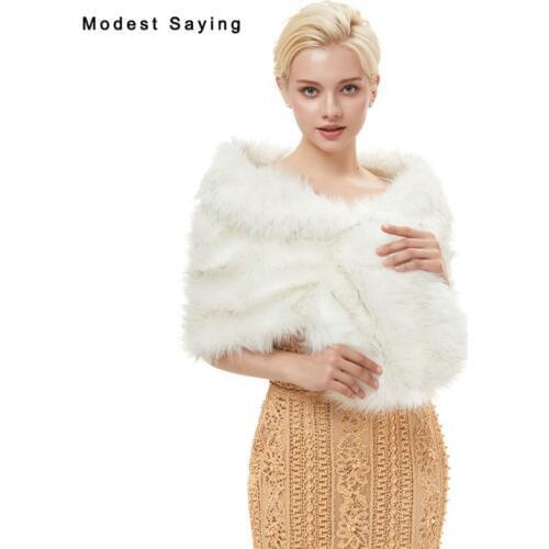 Wholesale Ivory and Grey Faux Fur Wedding Shrugs 2019 Bridal Shawl Women Party Bolero Fur Stoles Warm Wraps Wedding Accessories