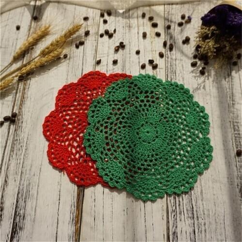 Hand-woven Coaster Hook Flower Hollow Round Decorative Pad Wool Insulation Pads Home Table Decoration Mat