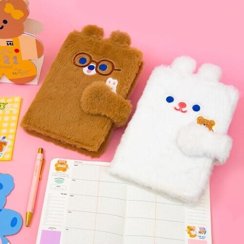 Plush A6 Notebook and Journal Weekly Diary Notepad Grid Agenda Planner Organizer Monthly School Note Book Daily Sketchbook Plan