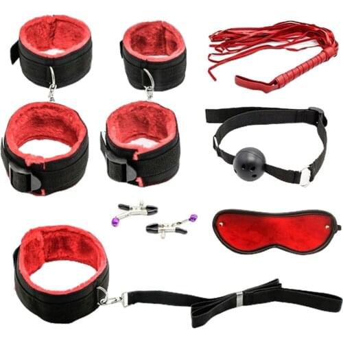 Under Bed Restraint System Kit Eye Cover Whips Erotic Wrist Ankle Cuff Strap Sex Toys for Women Men