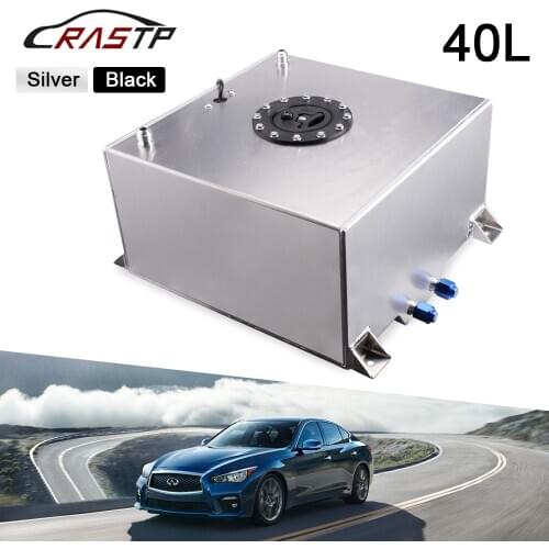 RASTP-High Quality Aluminum Universal 40L Oil Tank Mirror Polish Fuel Cell with Cap/Foam Inside with Sensor Fuel Tanks RS-OCC039