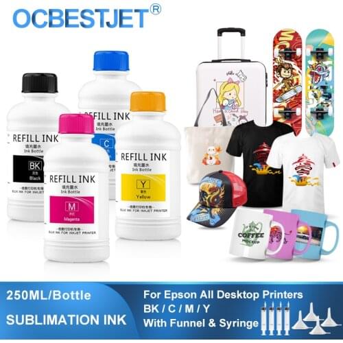 4 x 250ml Universal Sublimation Ink For Epson Printers Heat Transfer Ink Heat Press Sublimation Ink Used For Mug Cup/T-Shirt