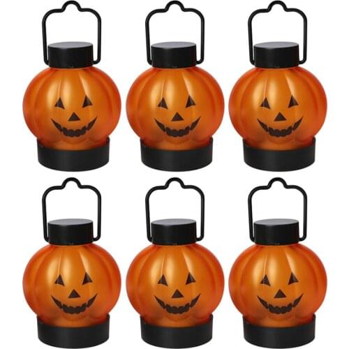 6PCS LED Skull Pumpkin Lantern Lights Halloween Home Decorative Lamp Ornament Halloween Flashing Lanterns Garden LED Art Lamps