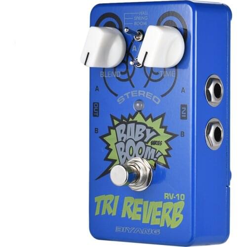 BIYANG RV-10 BABY BOOM Series 3 Modes Stereo Reverb Guitar Effect Pedal True Bypass Full Metal Shell Guitar Pedal Guitar Parts