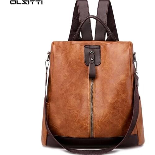 High Quality Vintage Leather Backpacks for Women 2021 Large Capacity Travel Backpack Teenager School Bag Business Knapsack