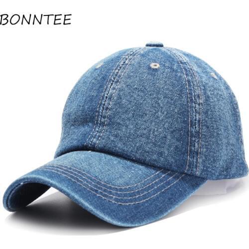 Women Caps Solid Chic Summer Outdoor Sun Shading Baseball Caps Womens Denim Casual Simple All-match Korean Style Fashion Daily