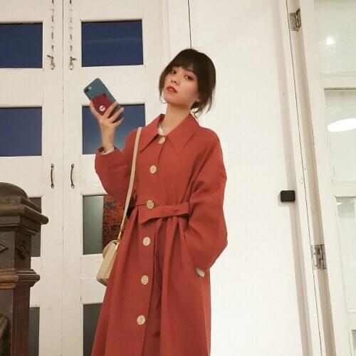 Winter 2019 new net red jacket female super hot foreign style Korean temperament was thin in the long windbreaker tide