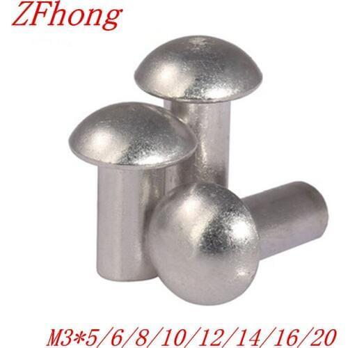 1000pcs M3*5/6/8/10/12/14/16/20 3mm aluminum round head solid rivet